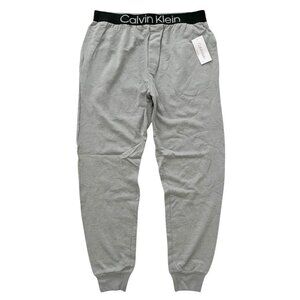 Calvin Klein Mens L Gray/Black Logo Waist Band Stretch Lounge Sleep Jogger Pants